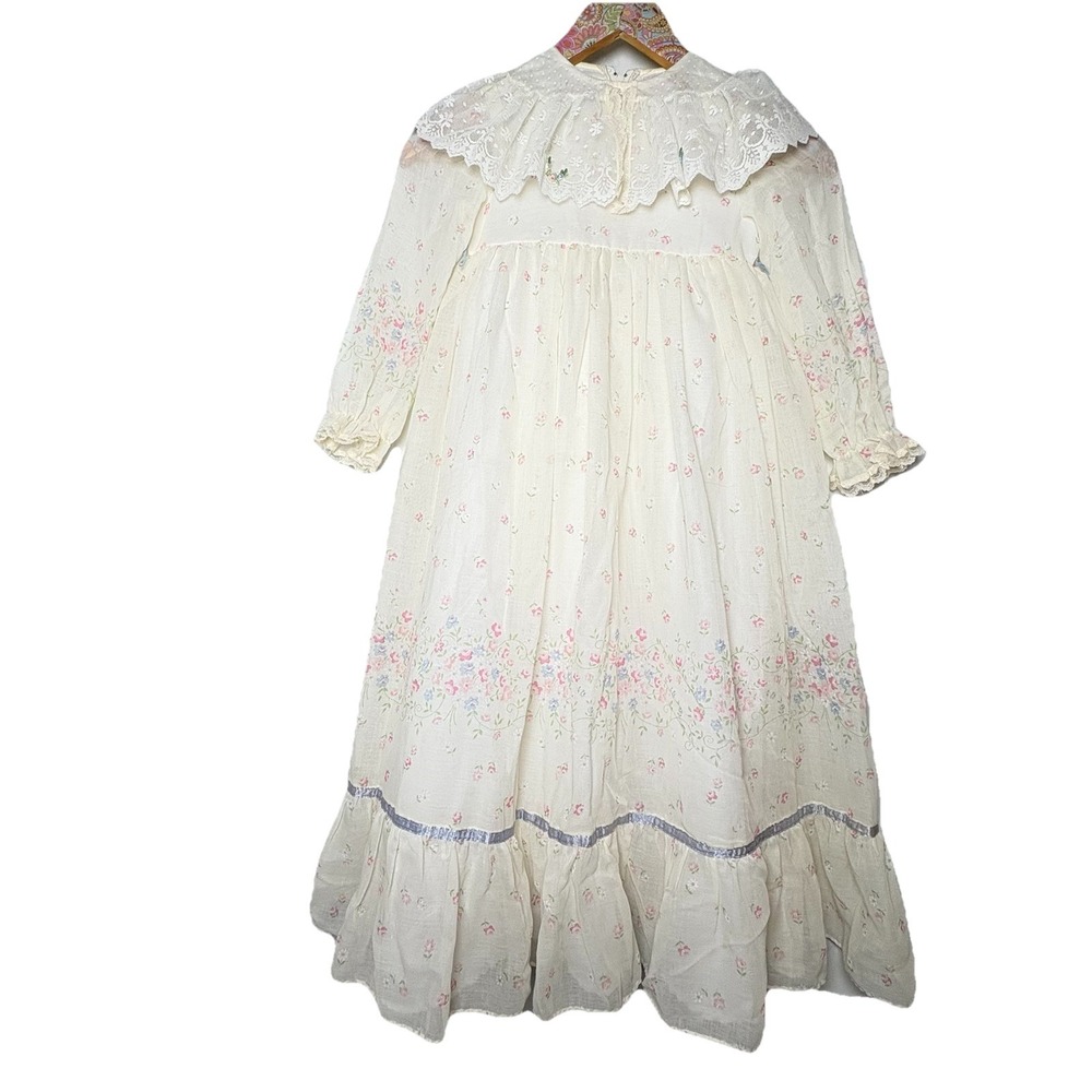 Ruth Of Carolina Dress Sz 5 VTG Lacy Prairie Style Lined Floral L